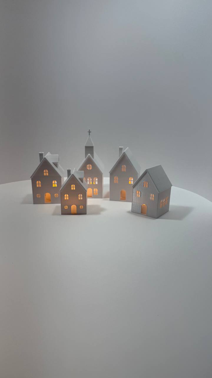 Decorative Light-Up Village with LED Lights