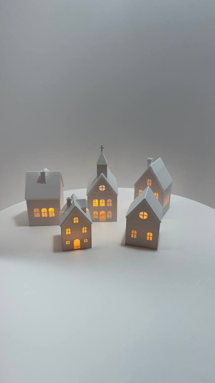 Decorative Light-Up Village with LED Lights