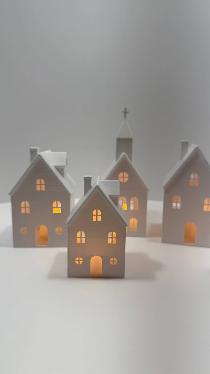 Decorative Light-Up Village with LED Lights
